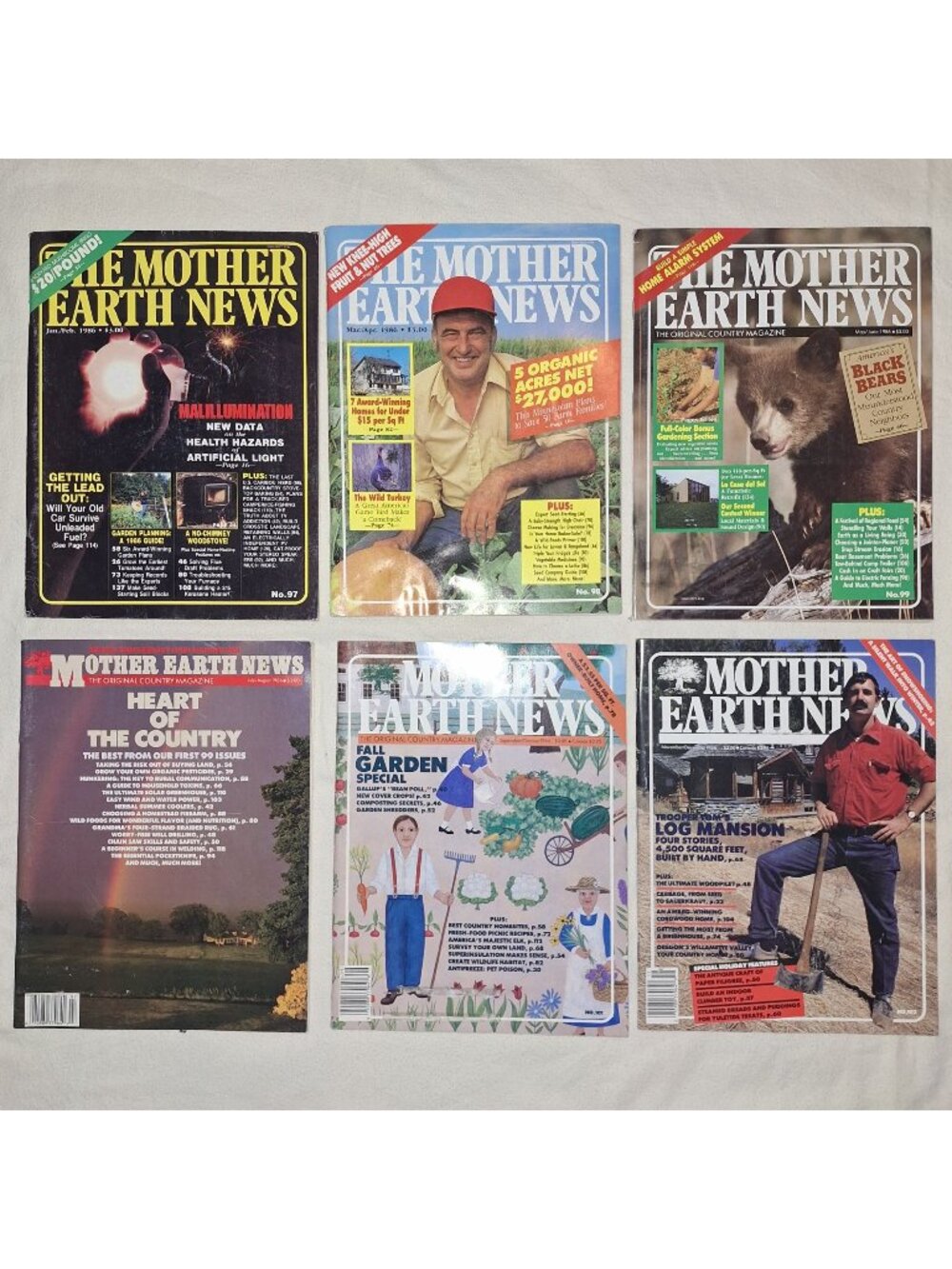 1986 Mother Earth News Magazines Year Complete 6 Vintage Lot DIY Farm Garden